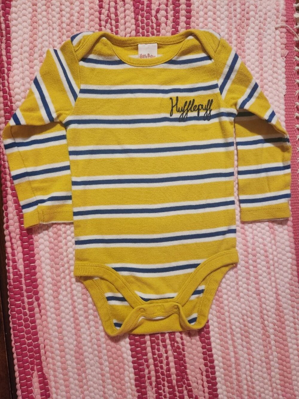 Baby Boden X Harry Potter Hufflepuff Yellow Striped Baby Onesie 6-12M